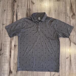 FootJoy‎ FJ Golf Polo Shirt Men's Large All Over Print Athletic Casual Preppy